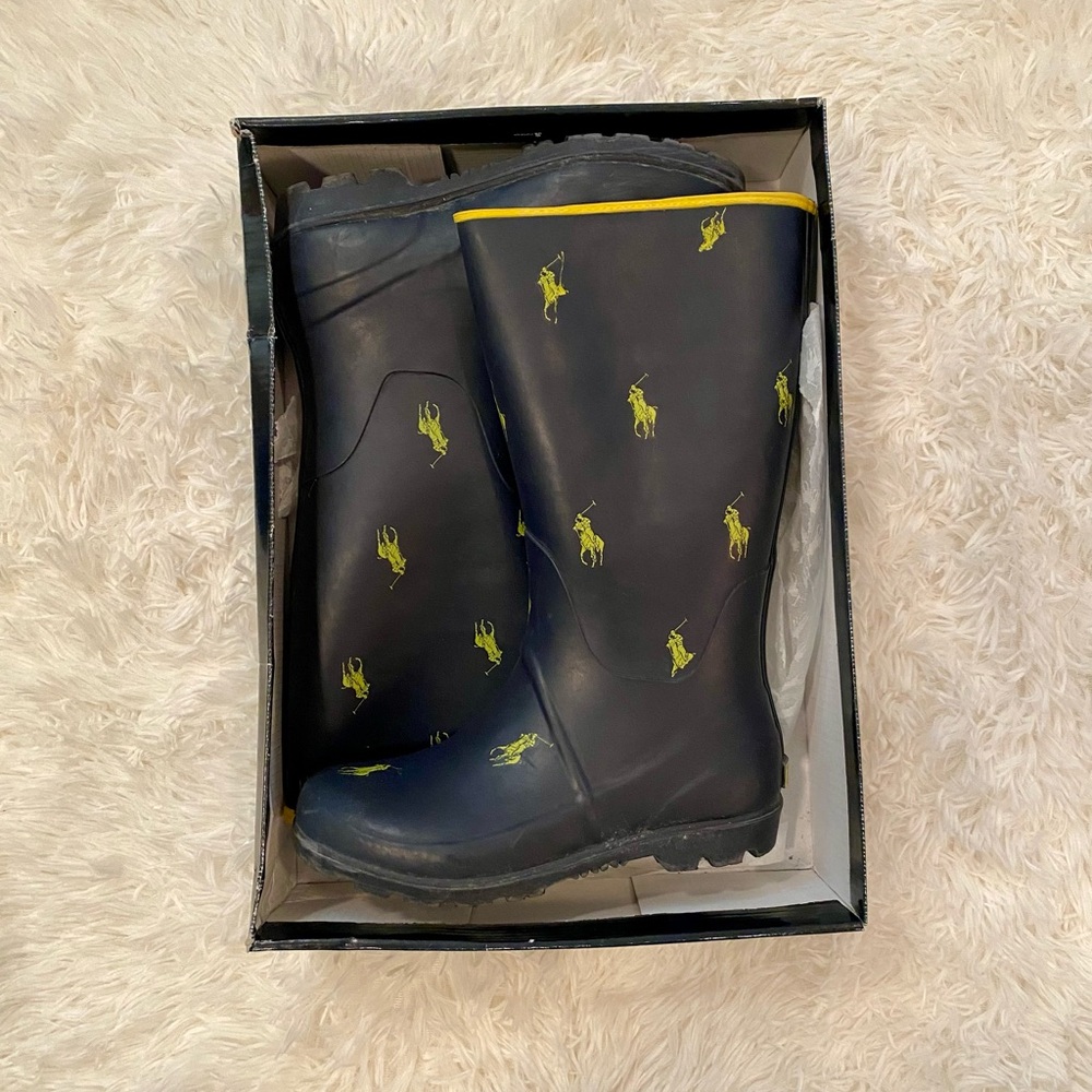 Polo Ralph Lauren Navy/Yellow Rain Boots